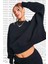 Sportswear Essential Collection Fleece Oversized Crew Kadın Sweatshirt Siyah 2
