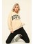 Owut Collection Bej Bisiklet Yaka Baskılı Sweatshirt 4