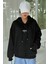Kadın Siyah Dont Announce Baskılı 3 Iplik Şardonlu Kapüşonlu Oversize Salaş Bol Kesim Hoodie Sweatshirt-1 2