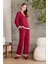 2200 Kadın Uzun Kollu Gömlek Pijama Takımı-Bordo 1