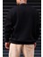 Erkek Düz Siyah Basic Baskısız Sıfır Bisiklet Yaka Oversize Salaş Sweatshirt Sweat 3