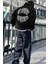 Erkek Siyah Dont Announce Kapüşonlu Oversize 3 Iplik Şardonlu Salaş Bol Kesim Hoodie Sweatshirt 1