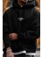Erkek Siyah Dont Announce Kapüşonlu Oversize 3 Iplik Şardonlu Salaş Bol Kesim Hoodie Sweatshirt 3