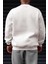 Erkek Kırık Beyaz Krem Ekru Spectacular Baskılı 0 Sıfır Yaka Oversize Salaş Bol Kesim Polar Sweatshirt 3