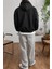 Erkek Siyah Düz Kapüşonlu Oversize 3 Iplik Şardonlu Salaş Bol Kesim Hoodie Sweatshirt 2