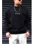 Erkek Siyah Spectacular Baskılı 0 Sıfır Yaka Oversize Salaş Bol Kesim Polar Sweatshirt 1