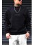 Erkek Siyah Dreamer Baskılı 0 Sıfır Yaka Oversize Salaş Bol Kesim Polar Sweatshirt 1