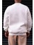 Erkek Düz Kırık Beyaz Krem Ekru Basic Baskısız Sıfır Bisiklet Yaka Oversize Salaş Sweatshirt Sweat 3