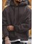 Erkek Füme Düz Kapüşonlu Oversize 3 Iplik Şardonlu Salaş Bol Kesim Hoodie Sweatshirt 1