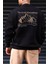 Erkek Siyah Arid Mountain Baskılı 0 Sıfır Yaka Oversize Salaş Bol Kesim Polar Sweatshirt 1