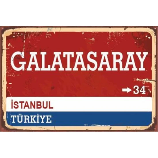 Dopsy Galatasaray Sokak Tabelası Ahşap Poster