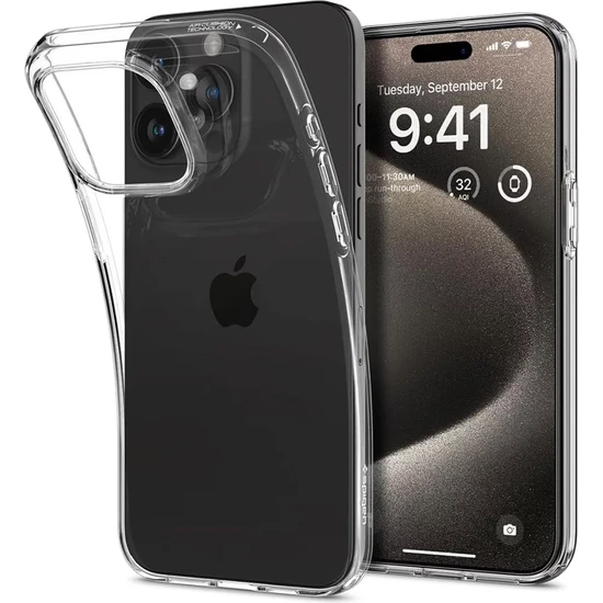 Spigen Apple iPhone 15 Pro Max Kılıf Liquid Crystal 4 Tarafı Tam Koruma Crystal Clear - ACS06557