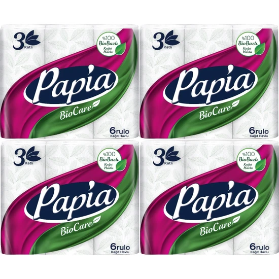 Papia Kağıt Havlu (3 Katlı) 24 Lü Set Bio Care (4pk*6)