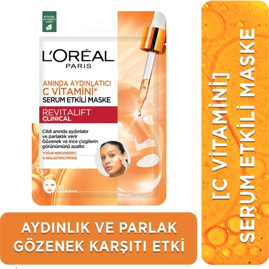 L'oréal Paris L'oreal Paris Revitalift Clinical Anında Aydınlatıcı C Vitamini Serum Etkili Maske