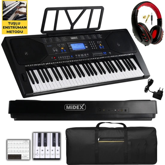 Midex PS-4500K Tuş Hassasiyetli 61 Tuşlu Org Dijital LCD Ekran USB MP3 (Kulaklık Çanta Notalık Metod)