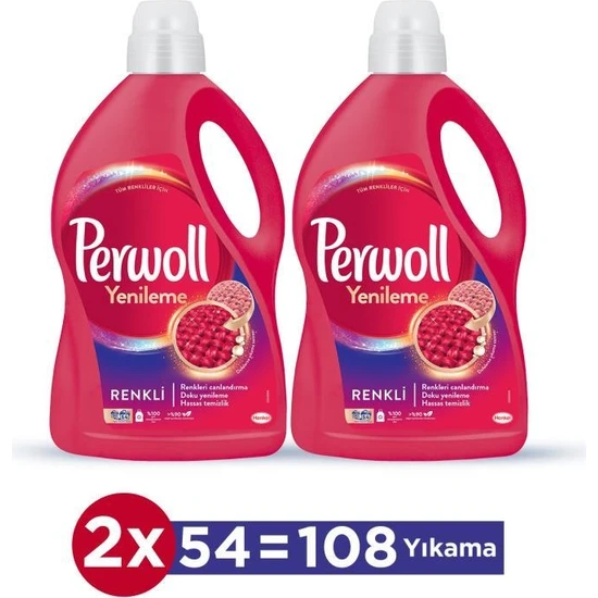 Perwoll Renkli Yenileme Hassas Bakım Sıvı Çamaşır Deterjanı 2'li Set (2x2,97 Lt)