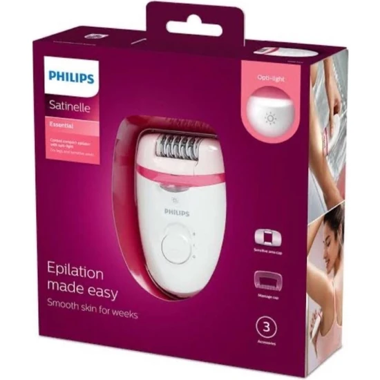 Philips Epilasyon Makinası - 32 Cımbız Kompakt / Epilatör - Epilasyon Cihazı - Masaj Başlıklı ve Işıklı