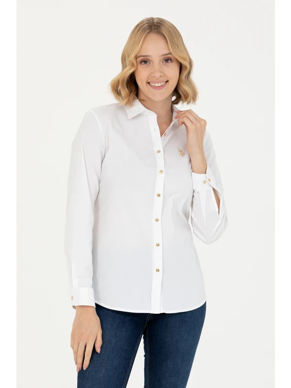 U.S. Polo Assn. Kadın Beyaz Basic Gömlek 50271264-VR013
