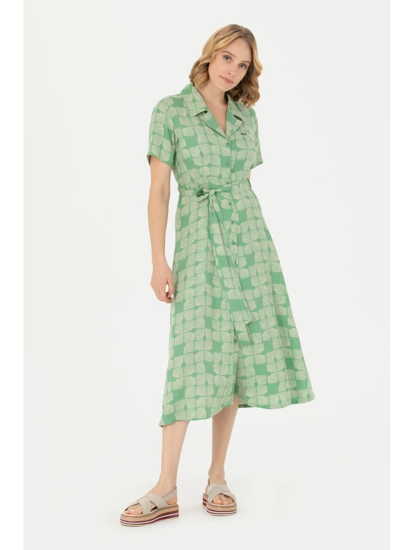 U.S. Polo Assn. Kadın Yeşil Dokuma Elbise 50262582-VR054