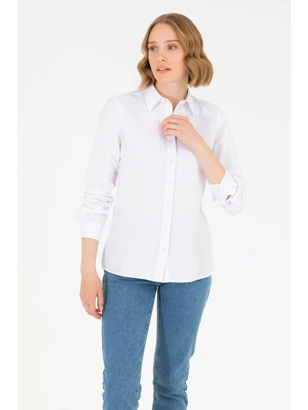U.s. Polo Assn. Kadın Beyaz Basic Gömlek 50262888-VR013