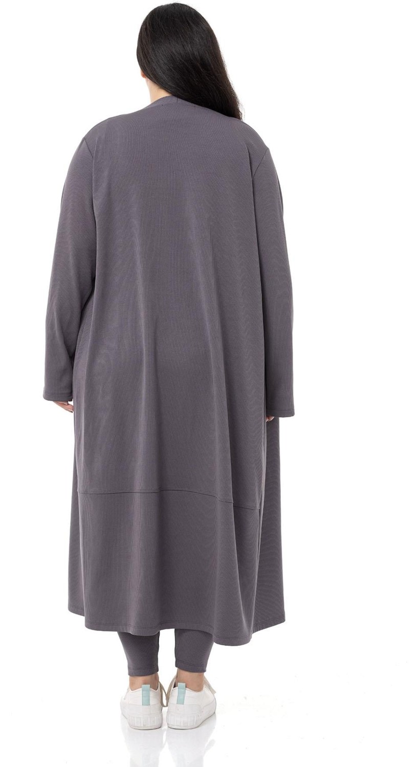 Disentis Modest Büyük Beden Fitilli Crop Body Tayt Hırka Üçlü Zümrüt Takım görsel 8