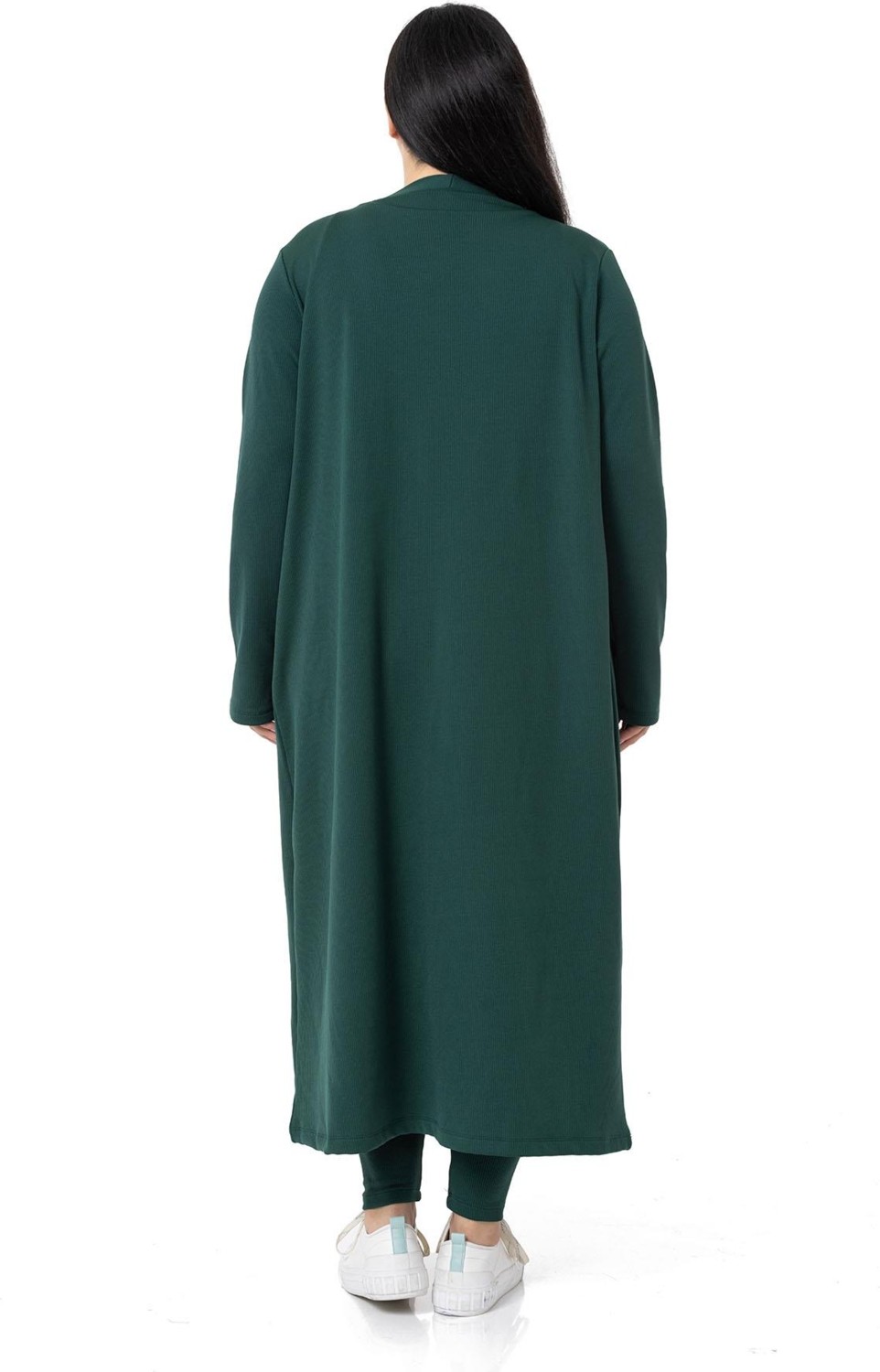 Disentis Modest Büyük Beden Fitilli Crop Body Tayt Hırka Üçlü Zümrüt Takım görsel 3
