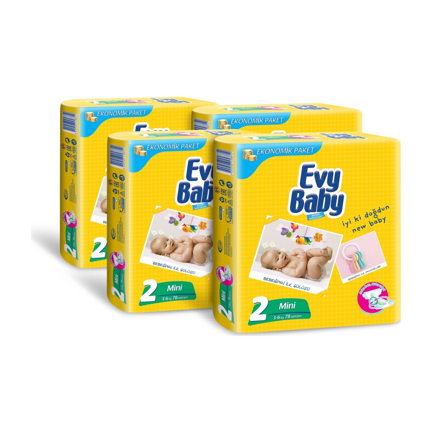 Evy Baby Bebek Bezi Kremli Jumbo Paket 78 Adet Mini 4�Lü Set Fiyatı