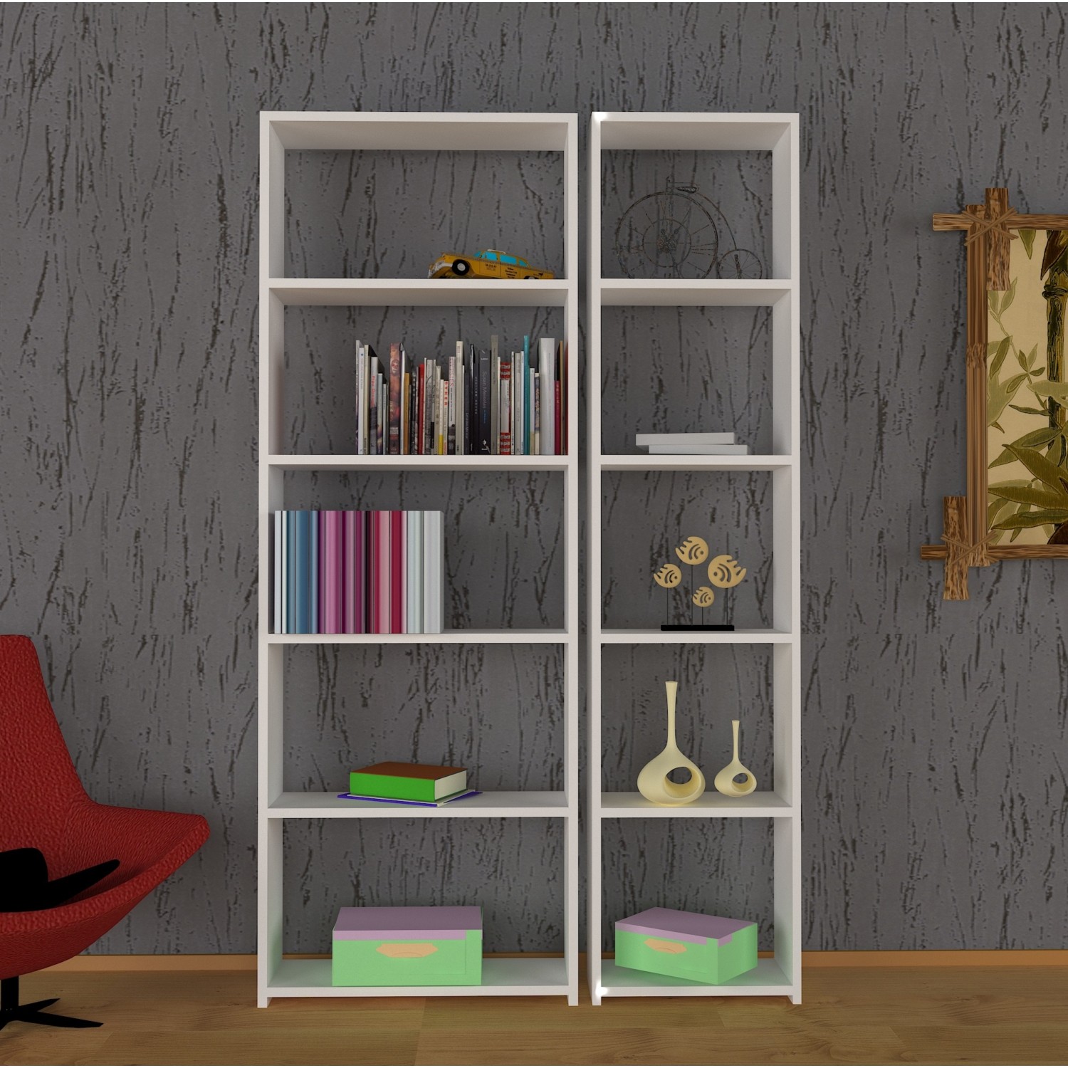 Nur Mobilya Anka 2�li Kitaplık Beyaz Fiyatı Taksit