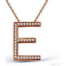 Argentum Concept Zirkon Taşlı Gümüş E Harfi Kolye