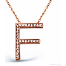 Argentum Concept Zirkon Taşlı Gümüş F Harfi Kolye