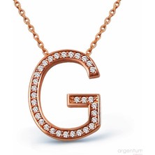 Argentum Concept Zirkon Taşlı Gümüş G Harfi Kolye
