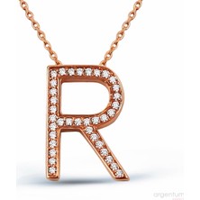 Argentum Concept Zirkon Taşlı Gümüş R Harfi Kolye