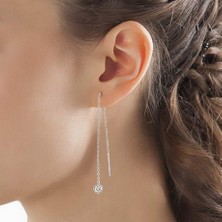 Argentum Concept Zirkon Taşlı Gümüş Zincir Küpe