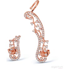 Argentum Concept Zirkon Taşlı Gümüş Rose Küpe