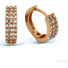 Argentum Concept Zirkon Taşlı Gümüş Rose Halka Küpe