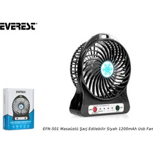 Everest EFN-605 Masaüstü Şarj Edilebilir Siyah 800mAh Usb Fan
