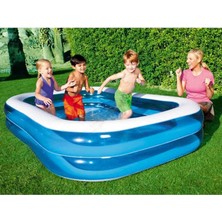 Bestway Dikdörtgen Şişme Aile Havuzu 201 x 150 x 51 Cm + Şişirme Pompası 54005