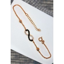 Bella Gloria Siyah Beyaz Sonsuz Gümüş Bileklik (Tgb0198)