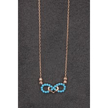 Bella Gloria Turkuaz Sonsuzluk Rose Gümüş Kolye (Tgk0172)