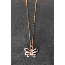 Bella Gloria Kelebek Rose Gümüş Kolye (Tgk0300)