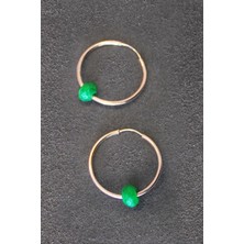 Bella Gloria Yeşil Taşlı Halka Rose Gümüş Küpe (Tgp0116)