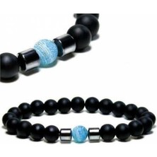 Rd Ekoavm Mavi Mat Akik, Siyah Mat Oniks Doğal Taş Bileklik