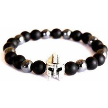 RD Ekoavm Gerçek Hematit Mat Oniks Gladyatör Doğal Taş Bileklik