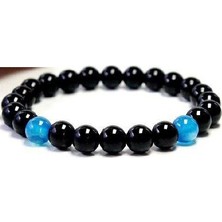 RD Ekoavm Mavi Akik, Siyah Parlak Oniks Doğal Taş Bileklik