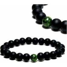 RD Ekoavm Yeşil Jade, Mat Oniks Doğal Taş Bileklik