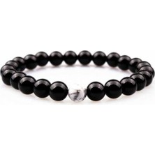 Rd Ekoavm Siyah Oniks Beyaz Havlit Doğal Taş Bileklik