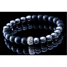 Rd Ekaovm Siyah Mat Oniks, Gri Hematit Doğal Taş Bileklik