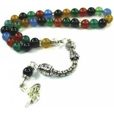 RD Ekoavm Renkli Akik Taşı Tesbih Küre Kesim Tespih