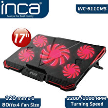 Inca INC-611 GMS Arrax Gaming 5x Fan 6 Kademeli 2xUSB Notebook Soğutucu
