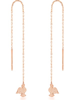 Argentum Concept Kuşlu Gümüş Zincir Küpe